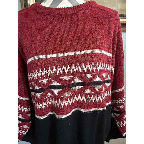 Sweater Graphix Men’s XL Red Fair Isle Knit Vintage 90s - Picture 2 of 8